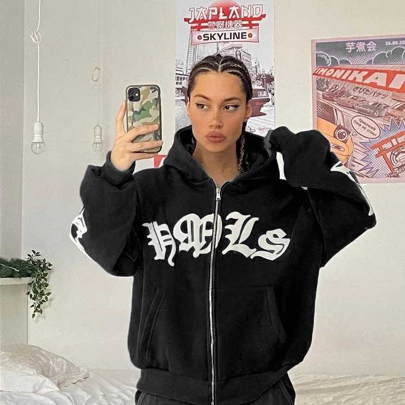 New Womens Street Hoodie Foam Zipper European and American Hoodie J251136