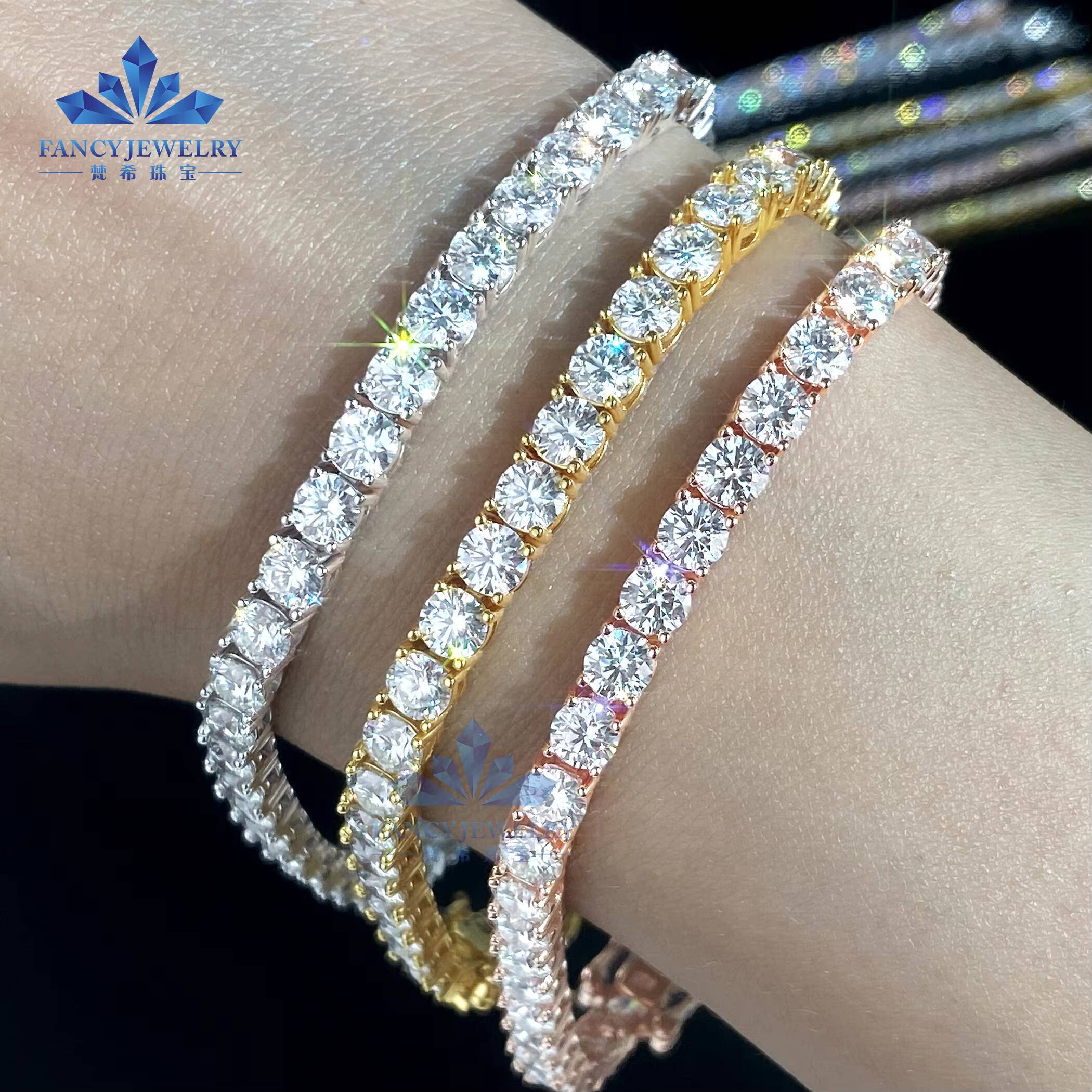 Cheapest Price 2MM 3MM 4MM 5MM 65MM Hip Hop Fine Jewelry 925 Sterling Silver D-VVS Diamond Moissanite Tennis Chain Bracelet