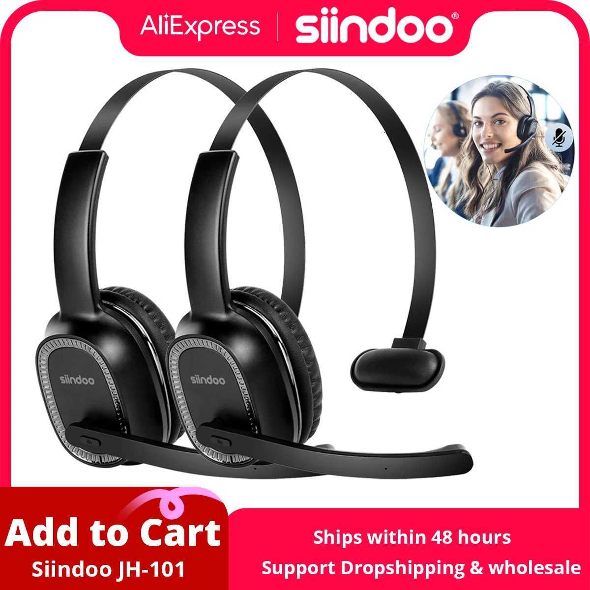 Siindoo 2PCS JH-101 Wireless Call Center Headset with Mic Noise Canceling Headphones with 50H Talking Time For Office Work VideoM251126