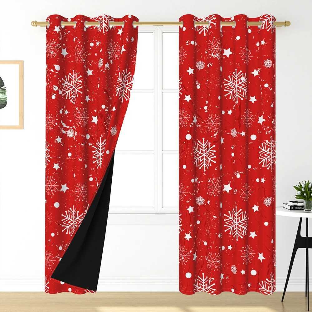 Christmas 2pcs/set Christmas Themed Curtains Xmas Tree Winter Snowflake Reindeer Print for Festive 2025 Home Decoration Window Curtain Y251126