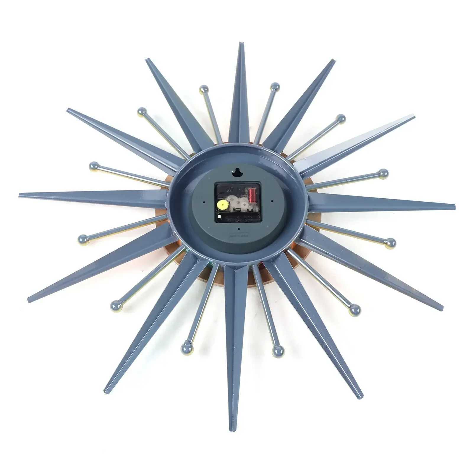 Silent Metal Large Wall Clock 22 Inch Mid Century Modern Big Colorful Sunburst Starburst Clock for Living Room Decor C251126