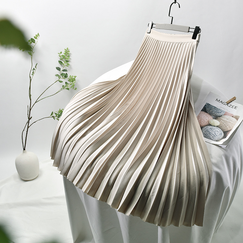 JA65 Slimming Plus Size Pleated Skirt 2025 New Style High Waist A-line Mid-length Skirt for Autumn and Winter