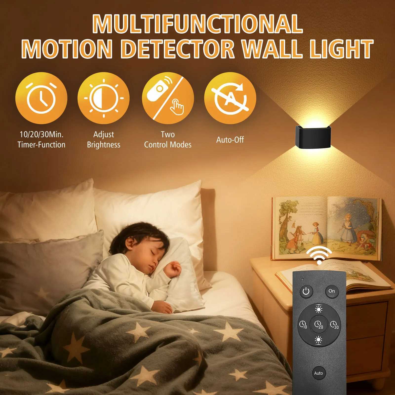 Rechargeable Up And Down Indoor Wall Lamp With Motion Sensor Warm White LED Wireless Wall Lamp With Remote Control M251126