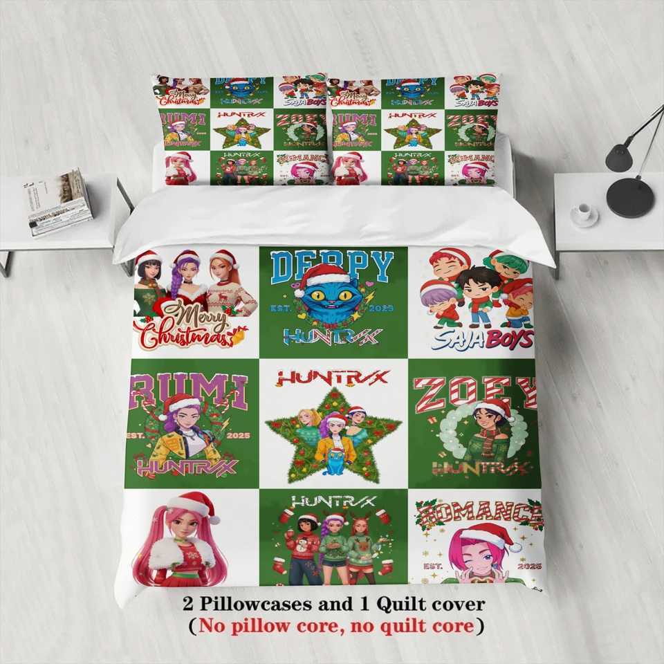 Christmas Christmas Bedding Set Demon Hunters Duvet Cover Set Queen King Size Quilt Cover Duvet Cover Sets With Pillowcase Christmas Gift Y251126