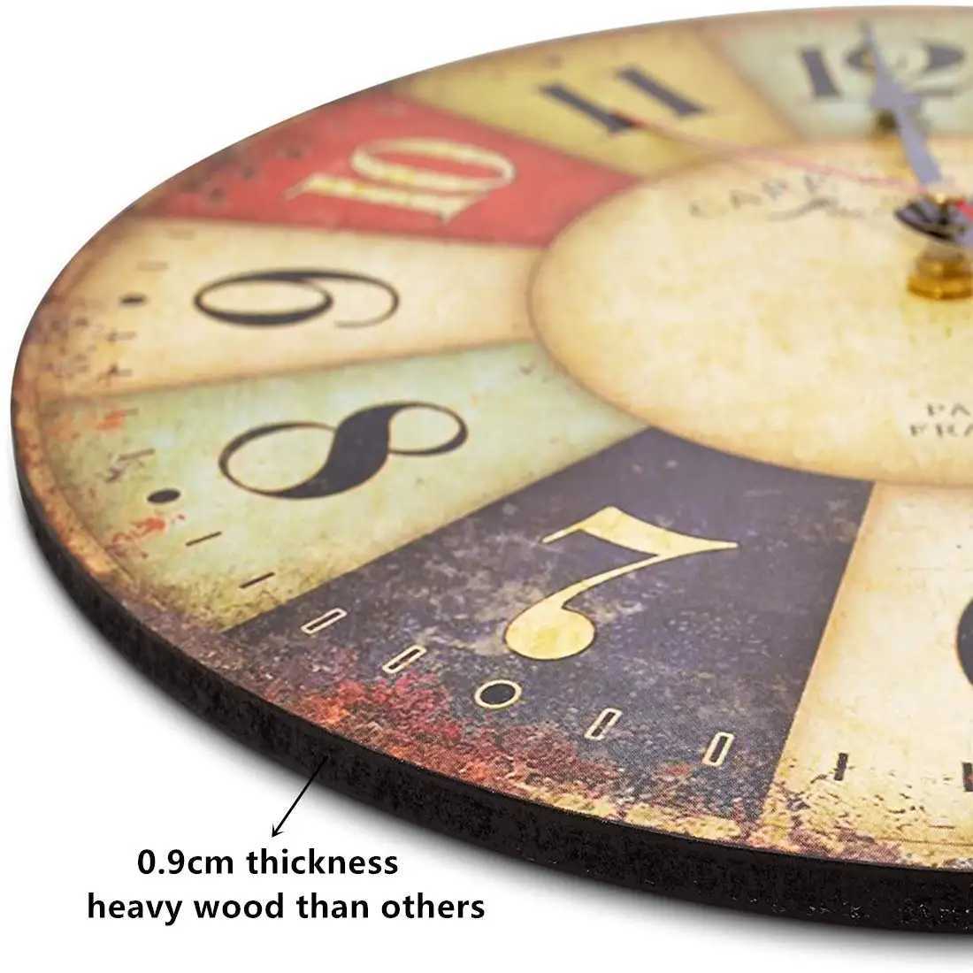 12 Inch Thick Wood Kitchen Wall Clock Retro Farmhouse Clocks for Living Room Decor Bedroom Restaurant C251126