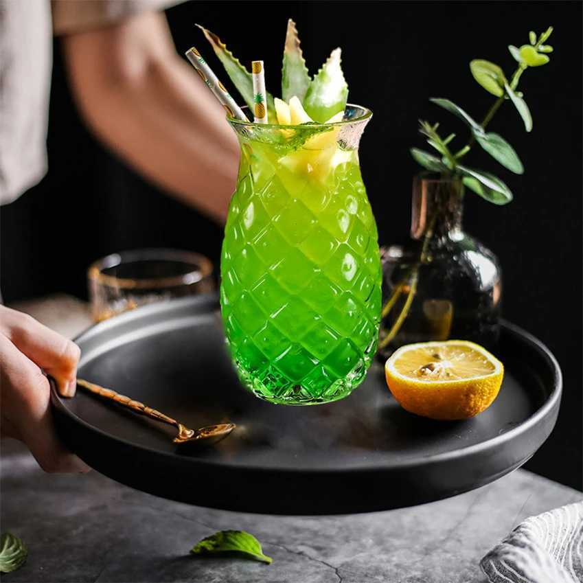 1-2pcs/Set 480ml Pineapple Shaped Cocktail Glasses Wine Glass Cup For Home Bar Party Transparent Juice Glass C251126