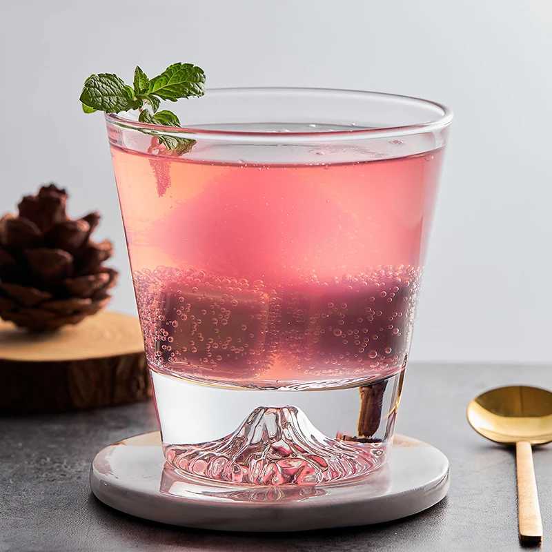 1PC Transparent Snow Mountain Cup Japanese Mount Fuji Whisky Glass Cup Breakfast Milk Drink Beer Wine Fruit Juice Cups Gift C251126