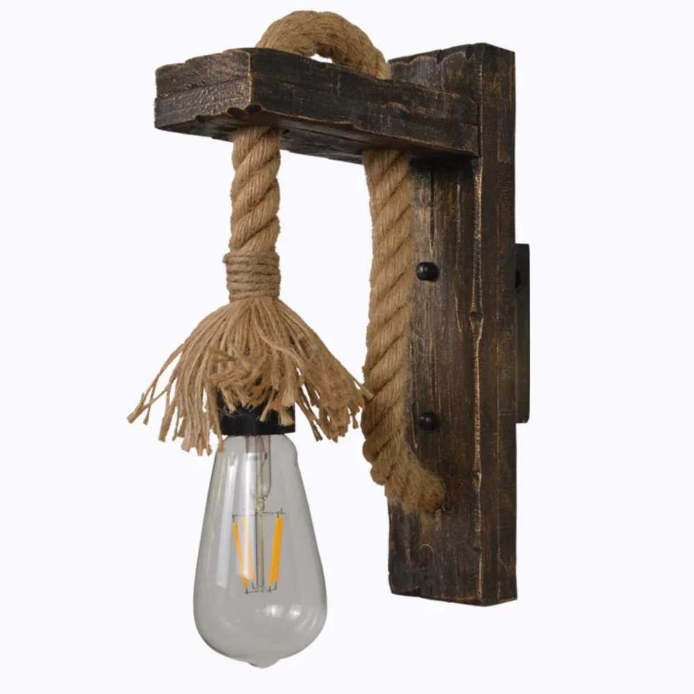 Industrial Wall Sconce Vintage Metal Wood Light Rustic Farmhouse Black Wall Lamp for Dining Room Bedroom Indoor M251126