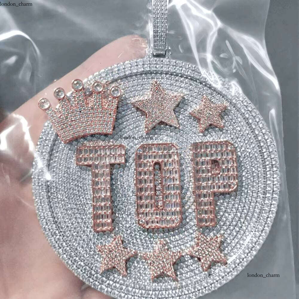 Ice out VVS Moissanite NUOYA Hip Hop Made Iced Out Name Full Dia Gold Sier Big Size Round Shaped Letter Pendant Custom Jewelry
