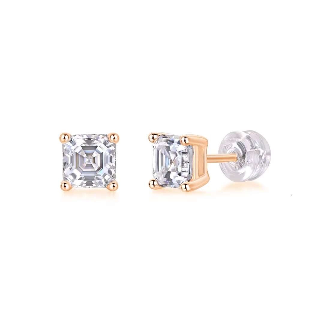 Factory Wholesale Classic Dia Four-Prong Moissanite S Sterling Sier Stud Earrings