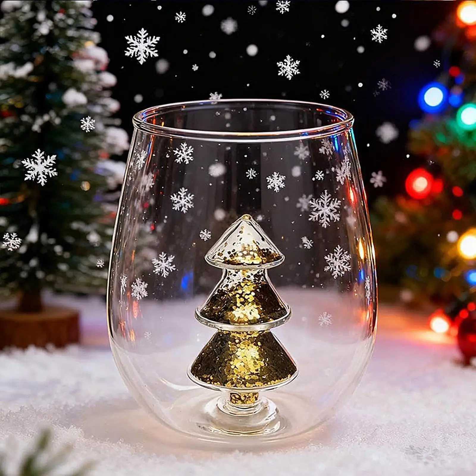 Creative Glass Christmas Cup 3D Christmas Tree Inside Mug Wine Glass for Daily Party Drinking Glasses Coffee Milk Mug Lover Gift C251126