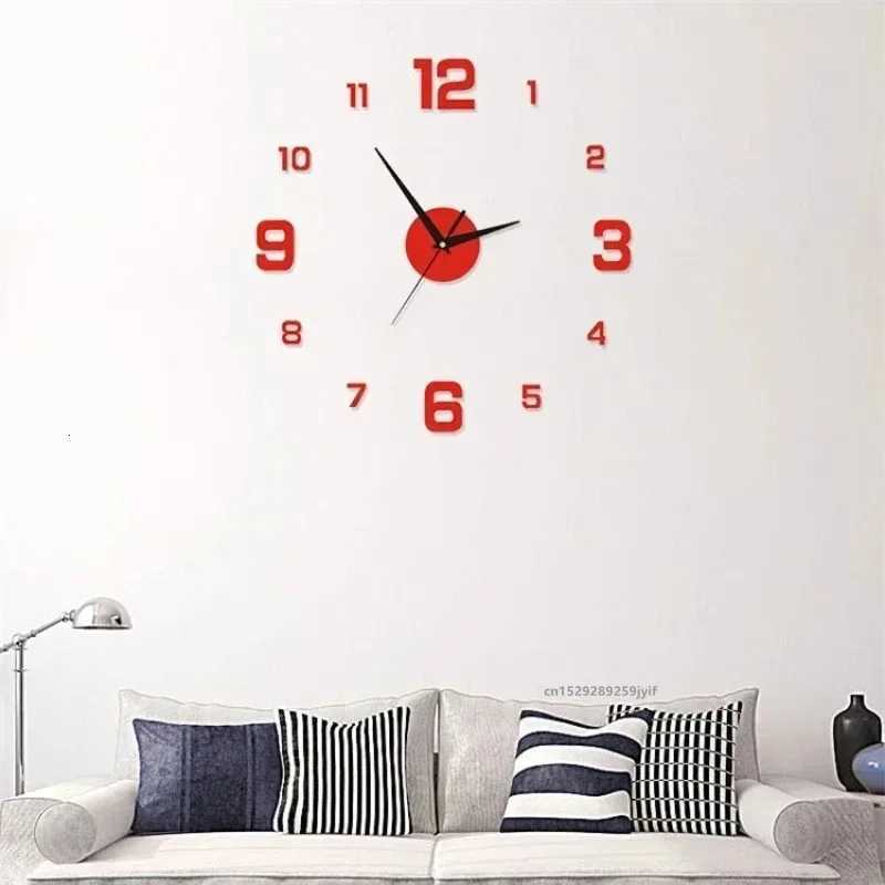 New 3D Acrylic Mirror Wall Clock Sticker for 40CM Fashion DIY Quartz Clocks Watch Home Decoration Living Room Stickers C251126