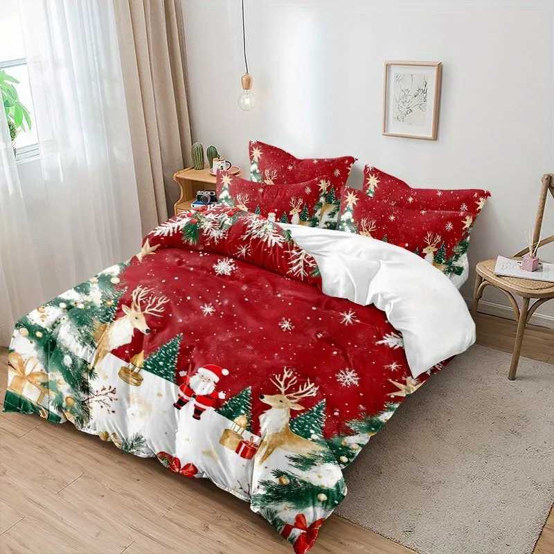 Christmas Christmas Santa Claus Bedding Set 3D Printed Duvet Cover Set Soft Single Double Size Bed Set 2026 Christmas Home Decorations Y251126