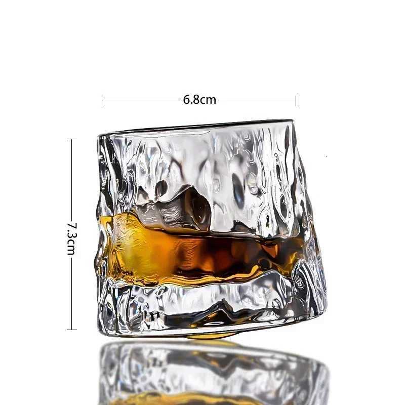 160ML novelty rotatable whiskey glass cup barware old fashioned wine glass with wooden base for Liquor Scotch Bourbon C251126
