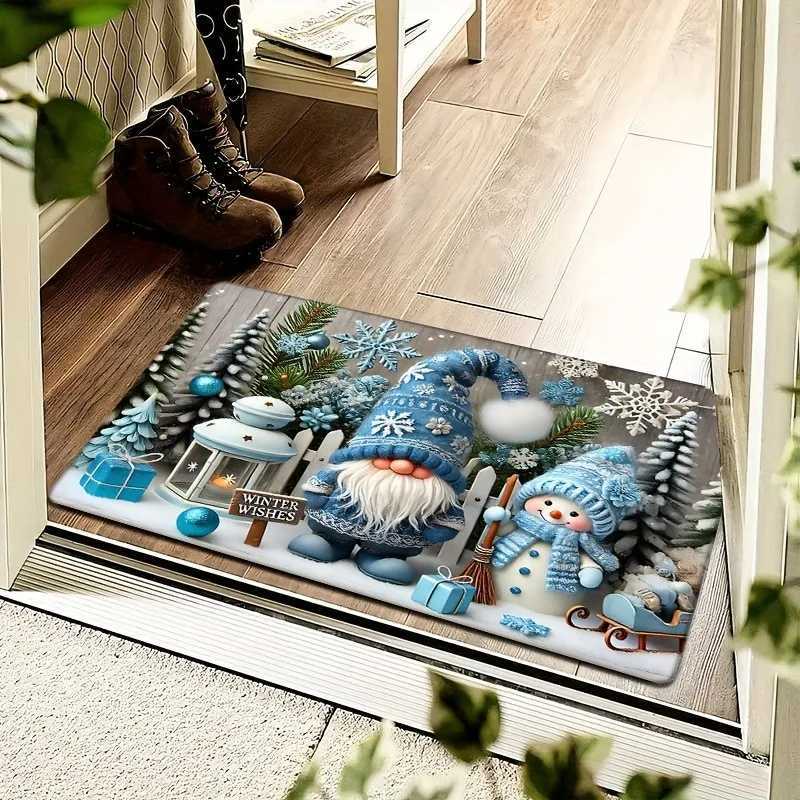 Christmas Door Mat Plaid Pattern Welcome Rug Festive Home Decor Mat Non Slip Floor Protector for Xmas Entrance Outdoor RugM251126
