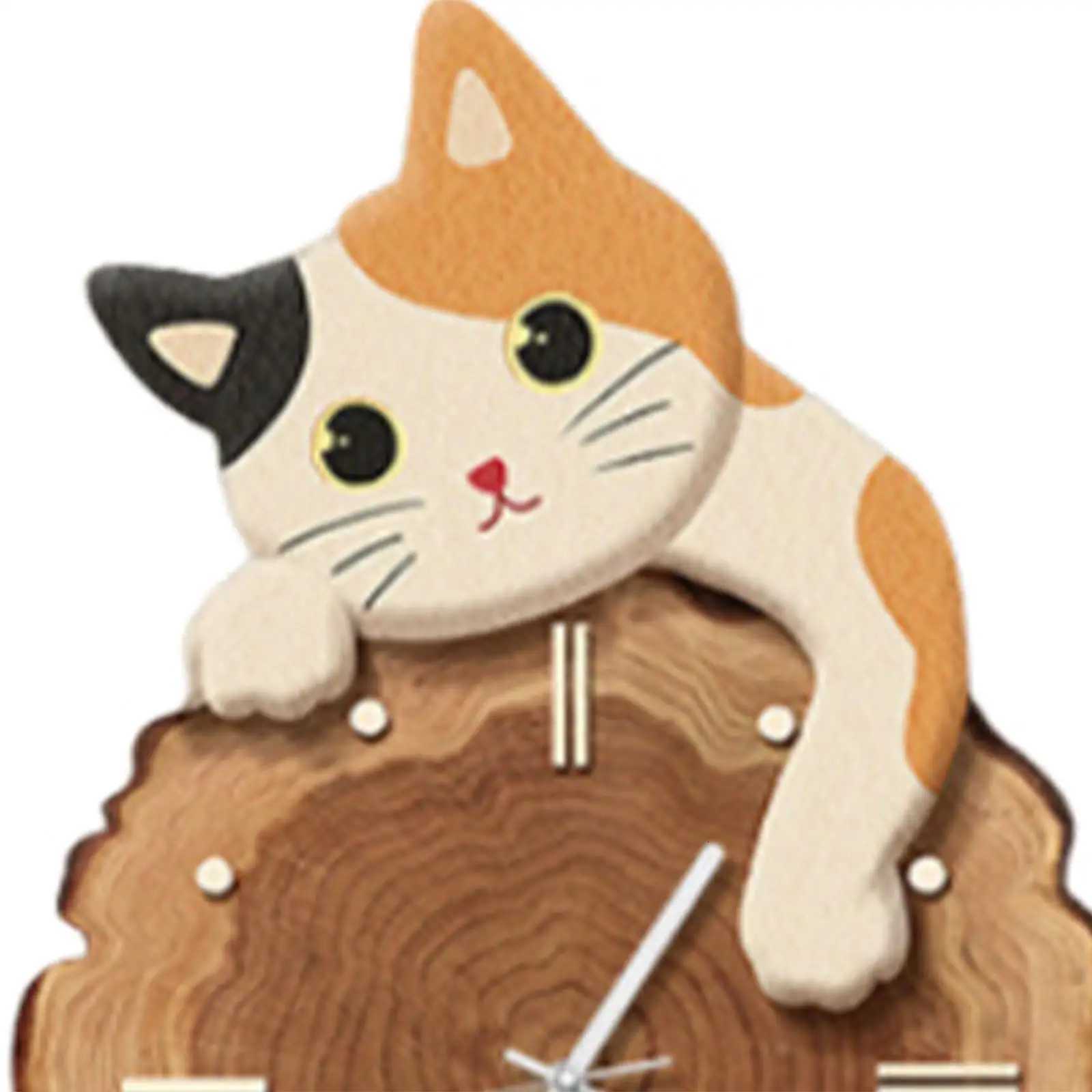 Creative Fun Cat Wall Hanging Clock Stylish Cute Pendulum Decorative Clock Wall Ornament for Bedroom Kids Room Home Decor Gift C251126