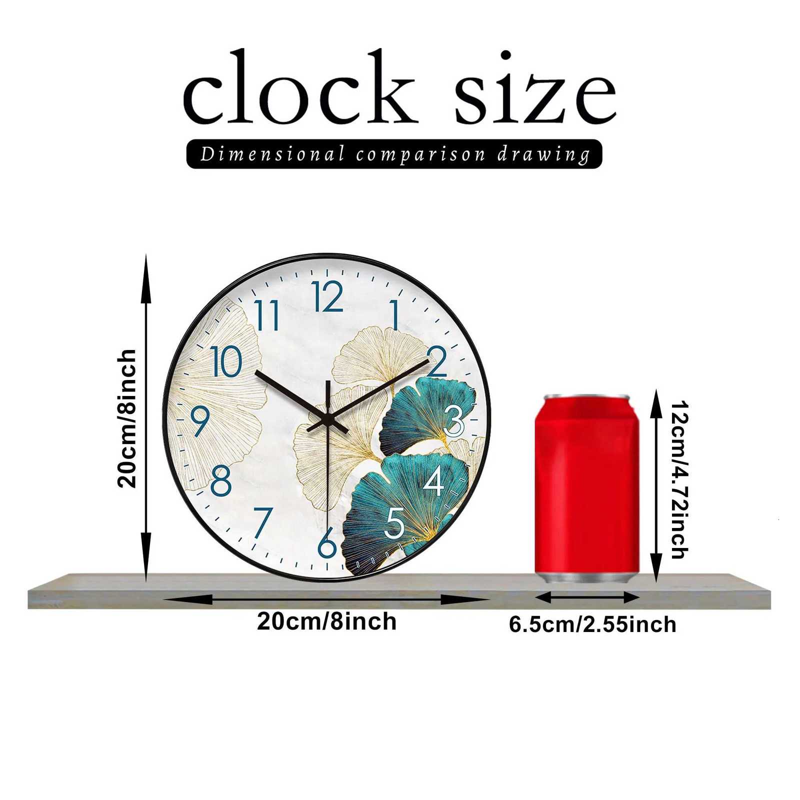 1pc modern simple wall clock golden Ginkgo leaf and peacock blue ginkgo leaf design wall clock home silent wall clock suitabl C251126