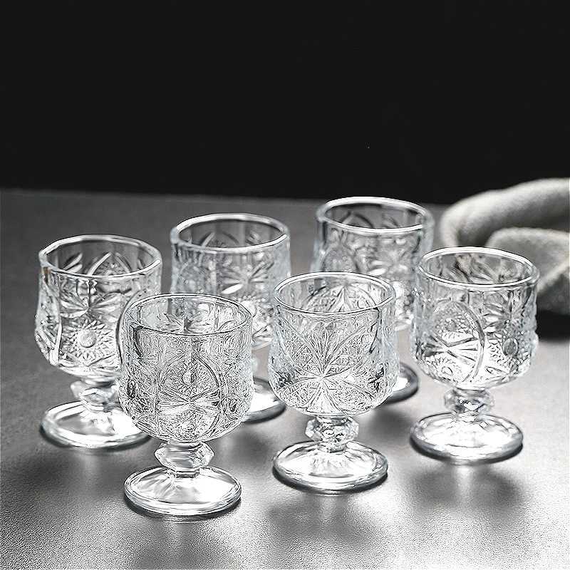 50ml Exquisite Cocktail Glass Vintage Carved Small Wine Glass Party Transparent Sweet Wine Glass Spirits Cup High End Drinkware C251126