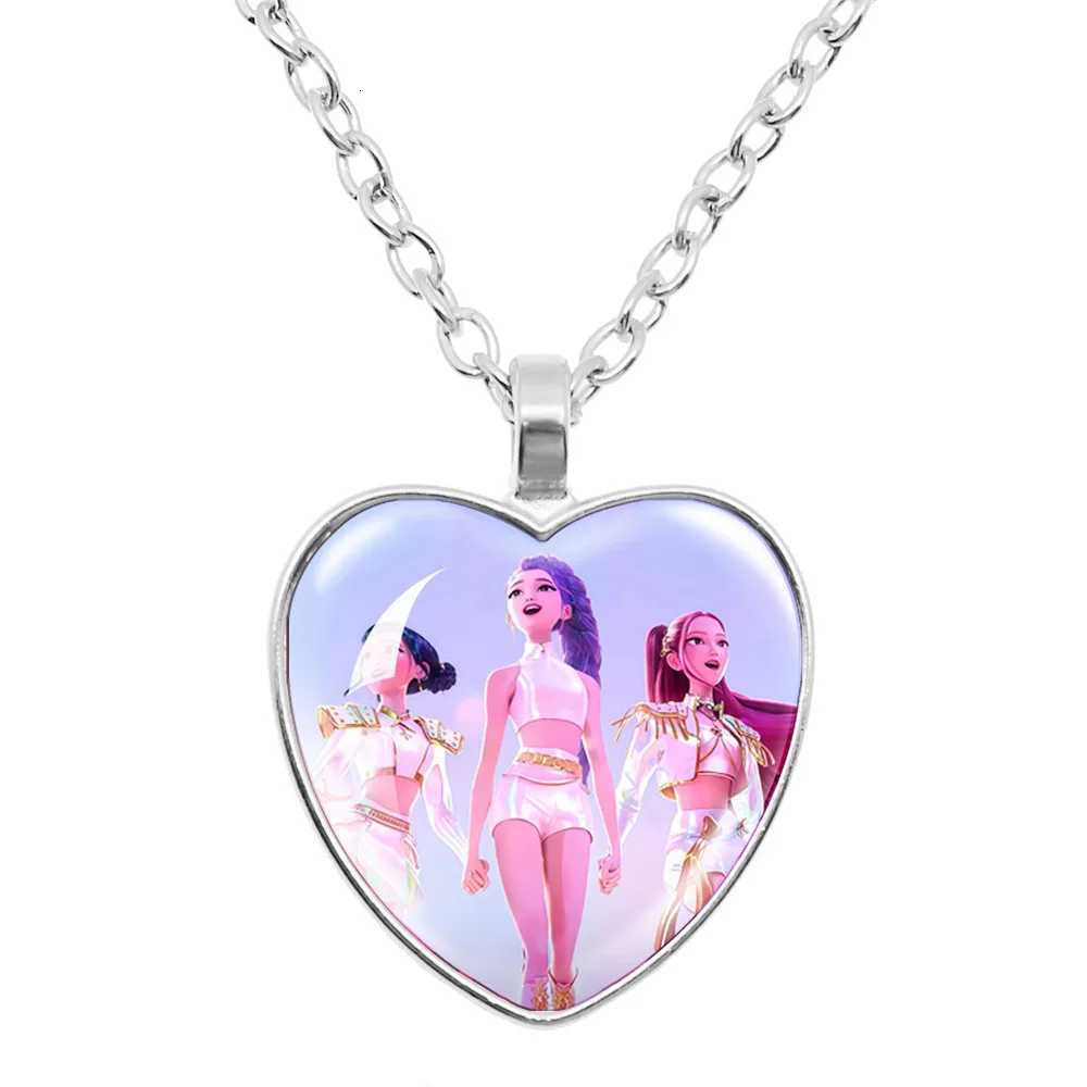 KPop Demon Hunters Heart Necklace - Rumi Zoey Mira Anime Film Alloy Jewelry Pendant for Fans Gifts Z251126