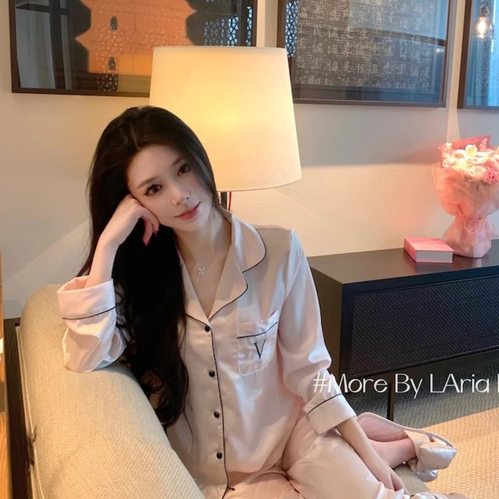 Women Pajama Set Embroidery Long Sleeve Tops with Long Pants 2 Piece Set Pj Victorian Pajama Style Sleepwear Pijama Loungewear250222