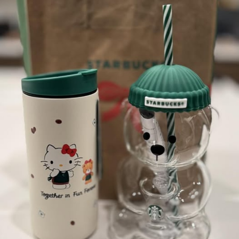 US Warehouse Star bucks Bearista K-T Cups Tumbler Design Stainless Steel Water Bottle 12oz Hot Cold 2025 Limited Edition 20oz Glass Bear Mugs Christmas Gift
