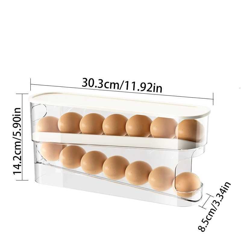 Egg Dispenser Double-layer Automatic Rolling Rack Large Capacity Egg Storage Rack Space Saving Suitable For Kitchen Use Y251126