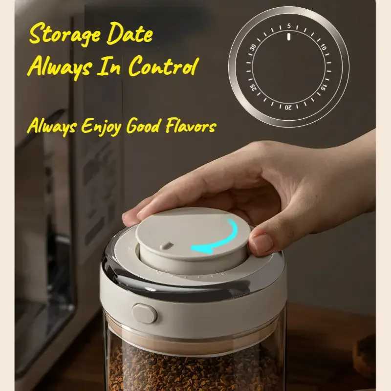 500/1100/1700 Coffee Beans Vacuum Sealed Tank Glass Food Storage Jars with CO2 Valve Household Moisture-proof Airtight Container Y251126