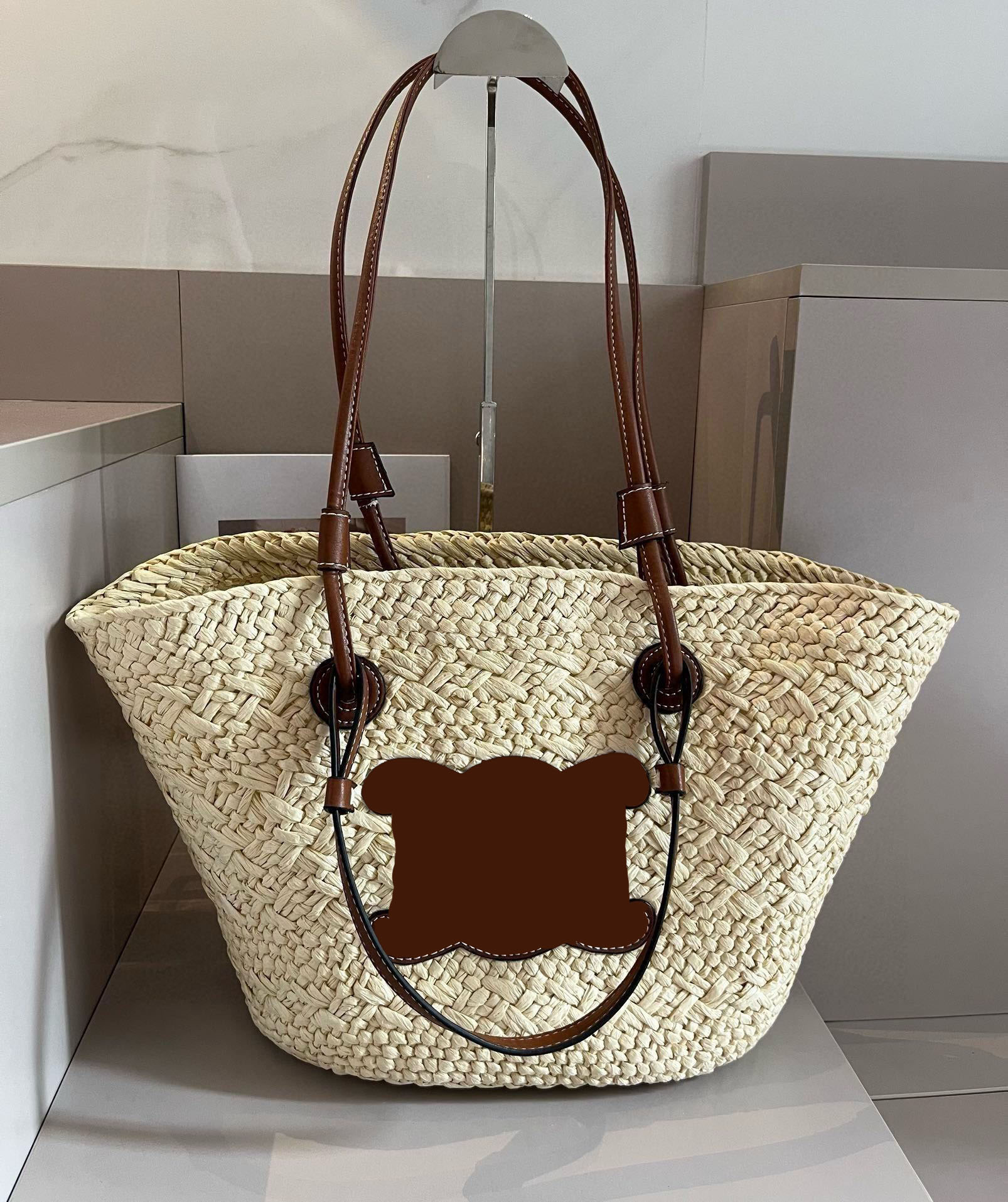 Tote bag designer bag women luxury handbag handmade finish straw bag high quality large capacity beach bag large shopping bag shoulder bag