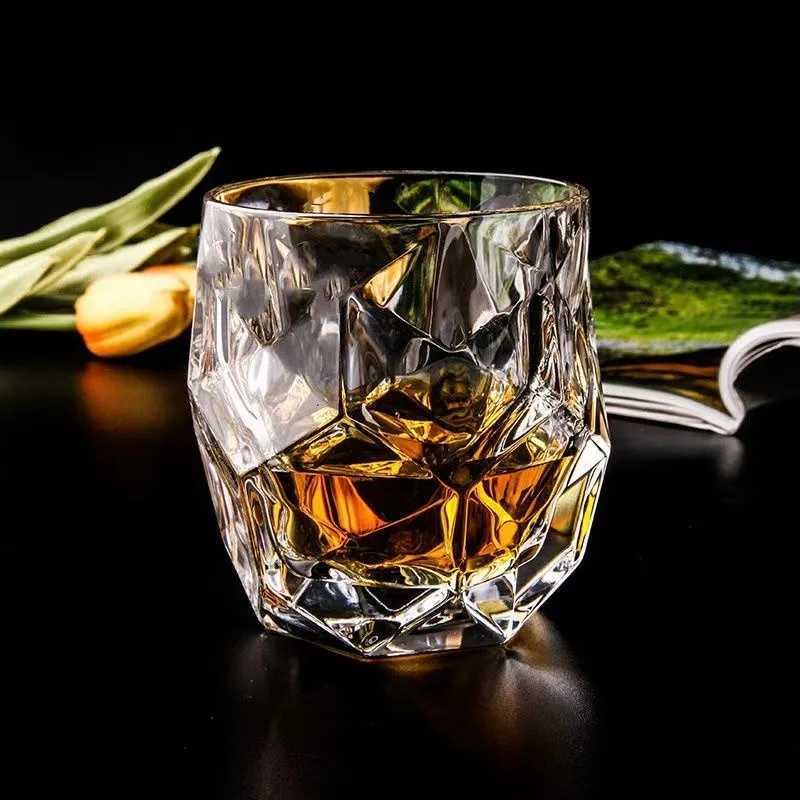 Liuling Whiskey Cup Creative Crystal Cup High-end Foreign Wine Cup Household Glass Engraved Beer Cup Bar Ice Hockey Cup C251126