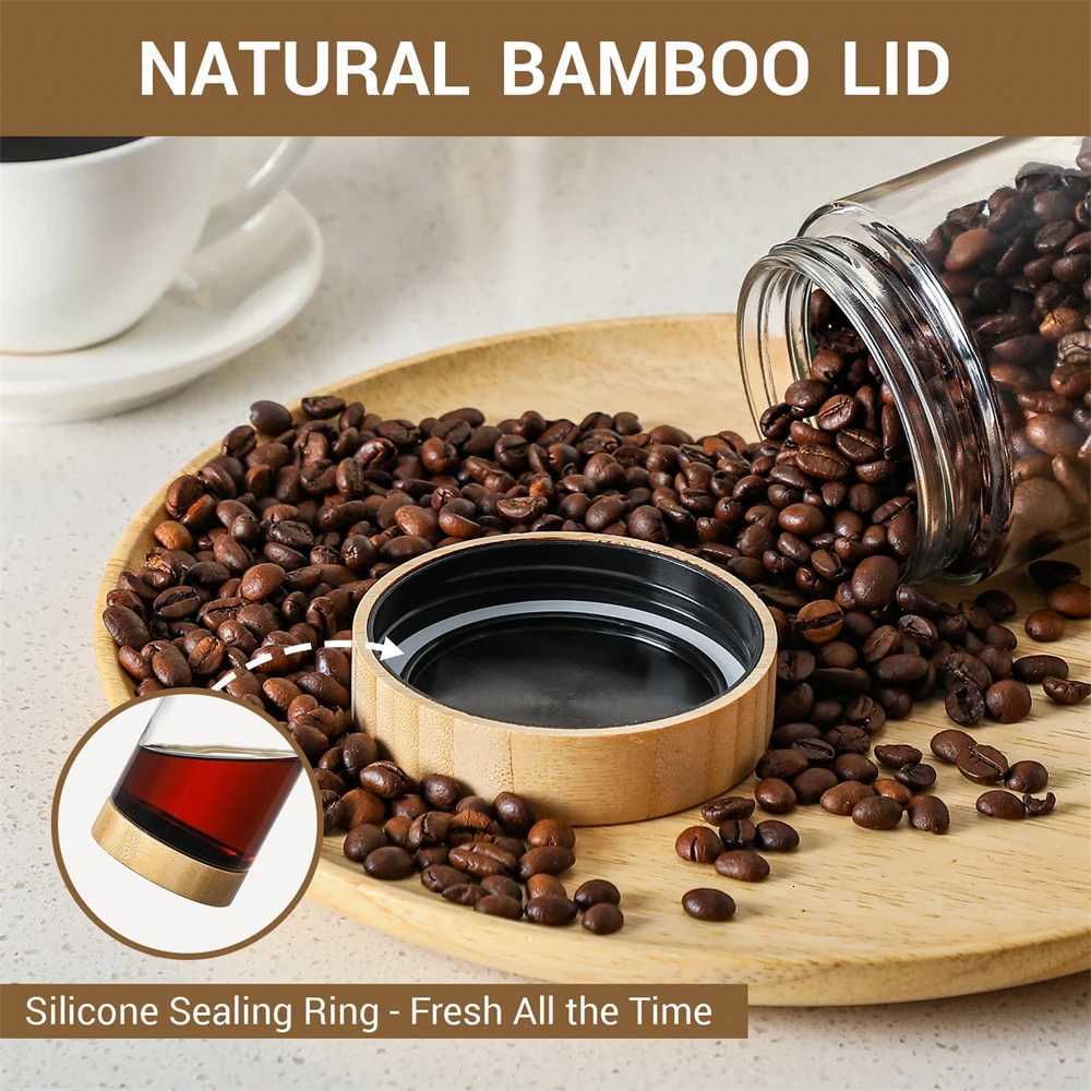 4pack Glass jars with Airtight Lid 16oz Over Night Oats Container with Bamboo Lids Glass Snack Storage Salad Jars Yogurt Sugar Y251126