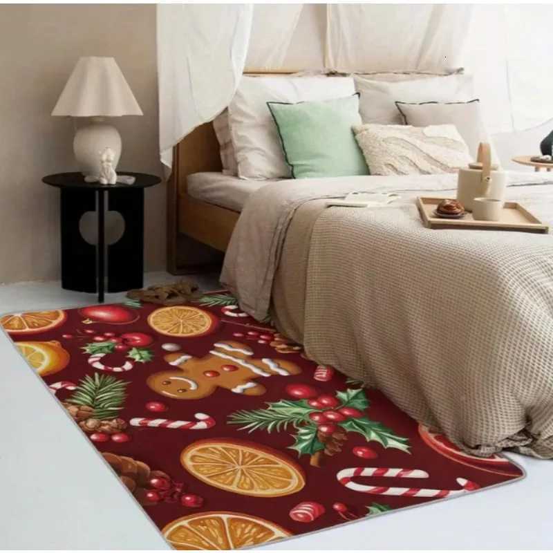 Christmas Gingerbread Man Carpet Mat Rug Snowflake Cane Pattern Doormat Home Decoration Winter Holiday Party Living Room BedroomM251126
