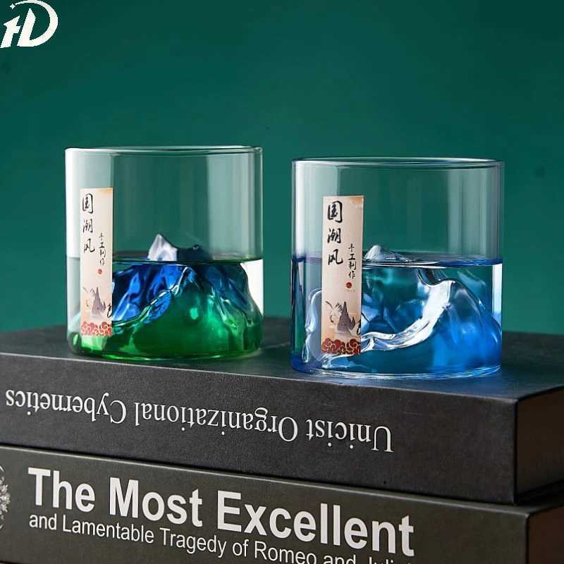 Whisky glass Japanese 3D Mountain Water Glacier Mug Vodka Wine Cup Fuji Artwork Gift Bottle Hot Glass Drinkware C251126