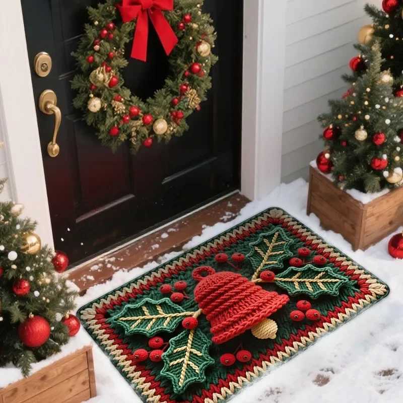 Green Christmas Tree Christmas Entrance Door Mat Living Room Bedroom Bedside Floor Mat Retro Home DecorationM251126