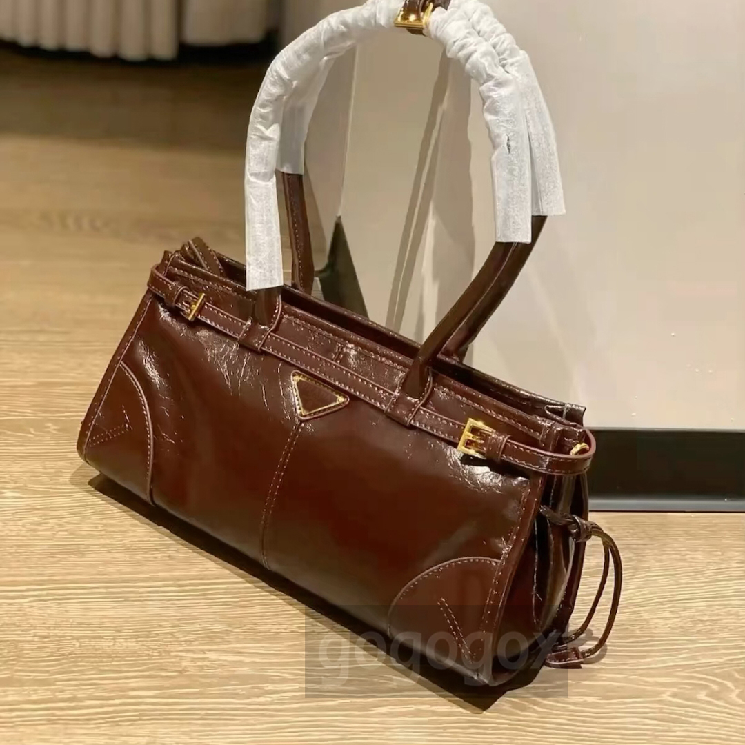 Luxury Suede bag for Women P2ada Bonnie Soft Brown Leather Designer Shoulder Bag Tote bag with Triangle Logo Top quality