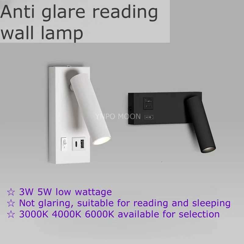USB Charging Type-C Rotating Surface Mounted Reading Wall Light Lamp LED 5W Spot Downlight Ceiling Bedroom Hotel Study AC85-230V M251126