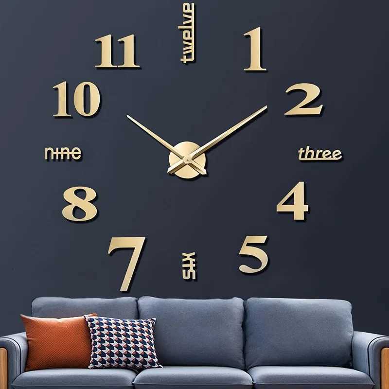 2023 Modern Design Large Wall Clock 3D DIY Quartz Clocks Fashion Watches Acrylic Mirror Stickers Living Room Home Decor Horloge C251126
