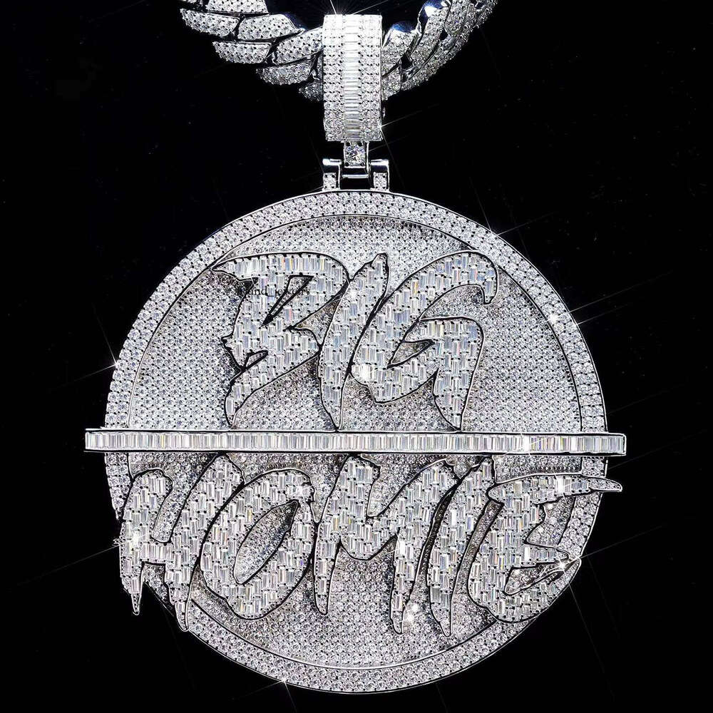 Sterling Sier VVS Letter Rapper Men's Iced Out Hip Hop Jewelry Moissanite Pendant Charm