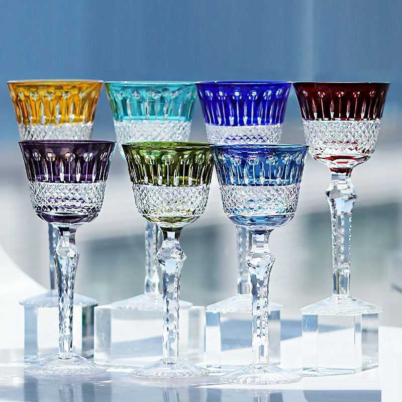 Handcrafts Czech Style Lotus Multi Colored Glass Hock Wine Glasses With Gift Box C251126