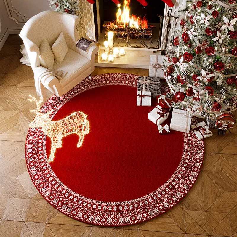 Christmas Tree Base Floor Mat Festive Holiday Apron Rug for Living Room Bedroom Home Holiday DecorM251126