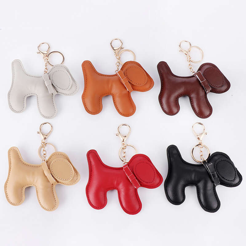 designer Creative Puppy Faux Leather Cute Dog Keychain Multicolor Bag Pendant Wholesale