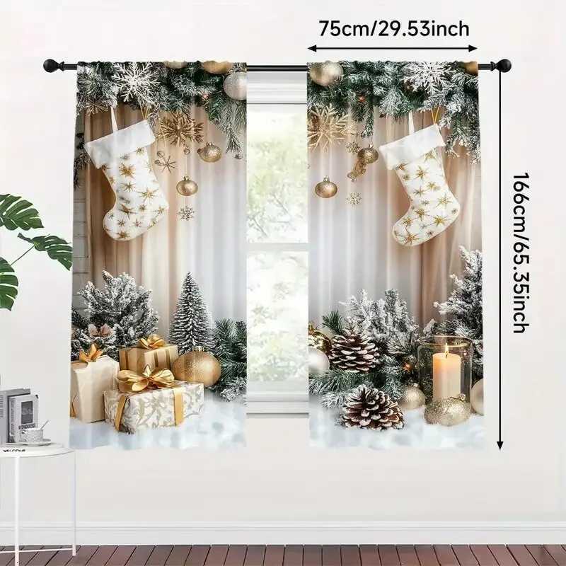 Curtain Christmas Christmas gift printed curtains Christmas decorations bedroom and living room home decoration room decoration Y251126