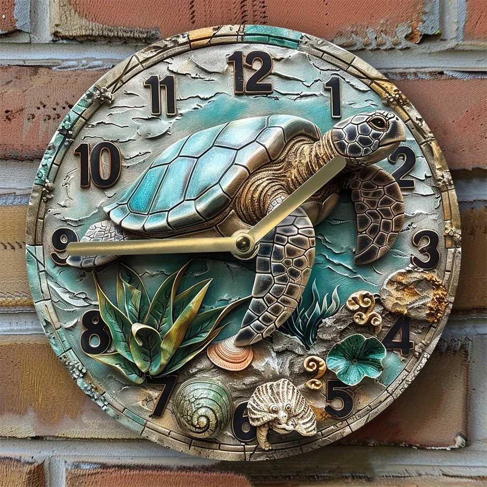 Aluminum Wall Clock With Turtle Design-Perfect For Summer BedroomVacation Decor decoratie woonkamer voor de muur modern design C251126