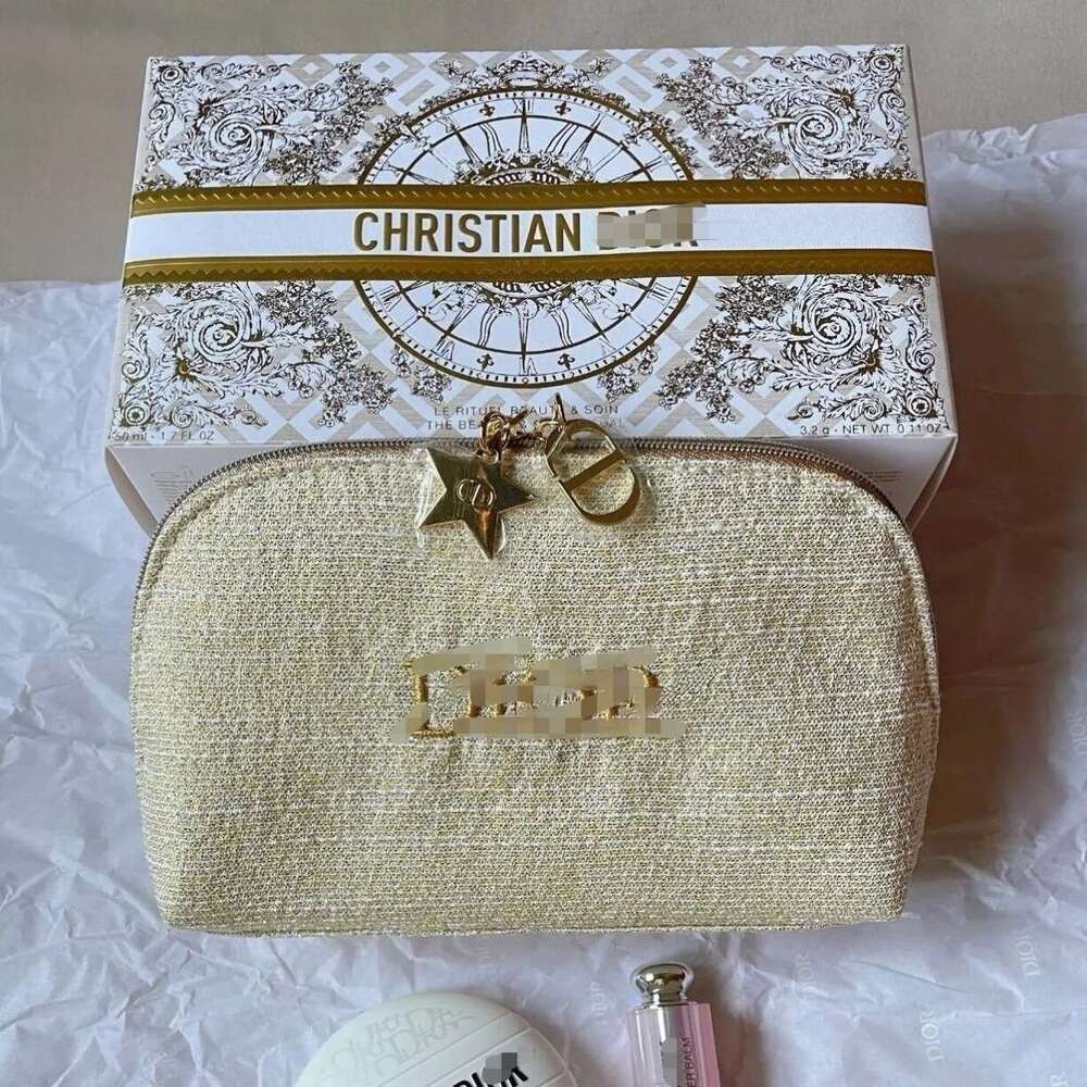 Christmas limited gift gold makeup bag storage bag
