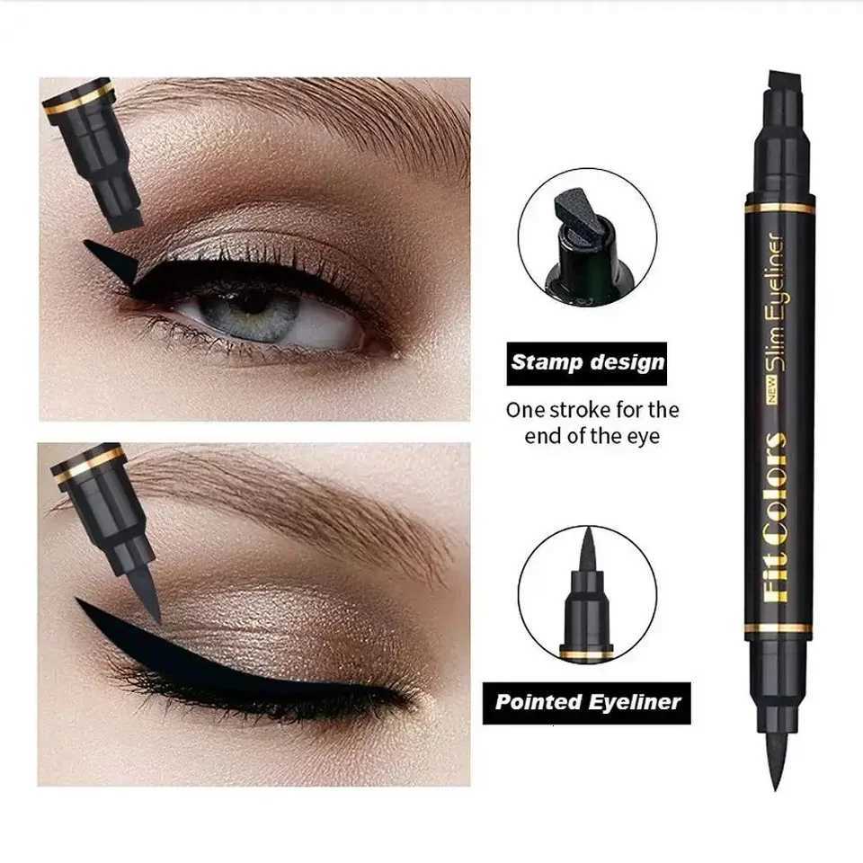 Fast Dry Liquid Eyeliner 6 Piece Set Double Ended Black Heart Star Stamp Waterproof Smudge Proof Makeup Kit DurableT251126