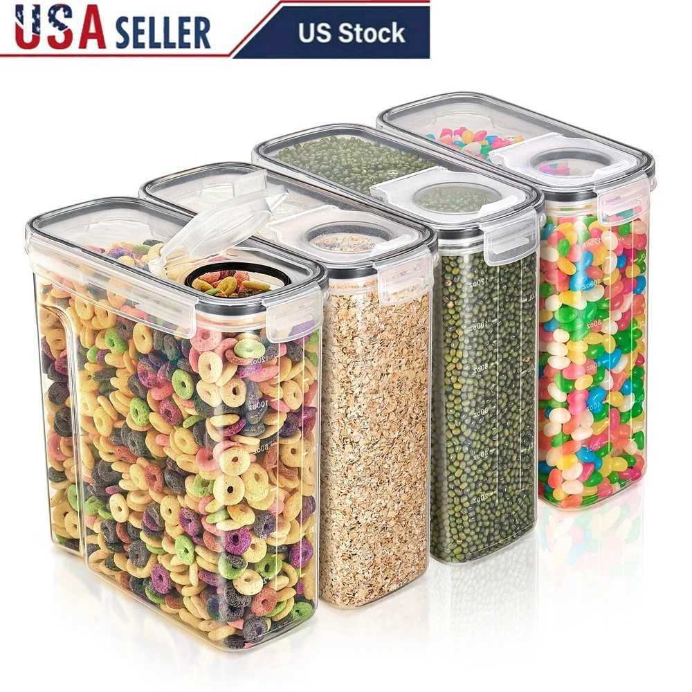 Clear Plastic Cereal Dispenser Airtight Food Storage Containers with Pour Spout Kitchen Pantry Organization 17 Cups Y251126