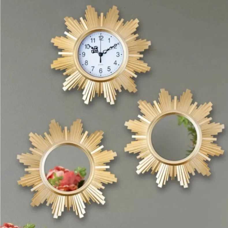 Best Sellers 3 Pcs European Elegant Luxury Hotel Bathroom Decorative Clocks Antique Gold Frame Round Creative Vintage Wall Clock C251126
