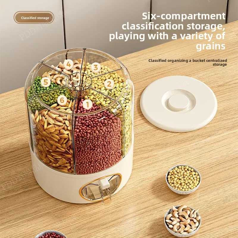 Household Insect-proof and Moisture-proof Sealed Multi-compartment Rotating Partition Rice Storage Tank for Grain Storage Y251126