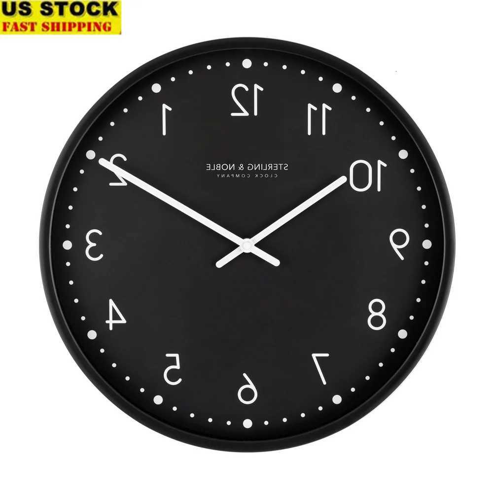 155 Inch Black Round Indoor Quiet Analog Wall Clock Modern Decorative Glass Lens Minimst Design Easy to Hang Home Office C251126