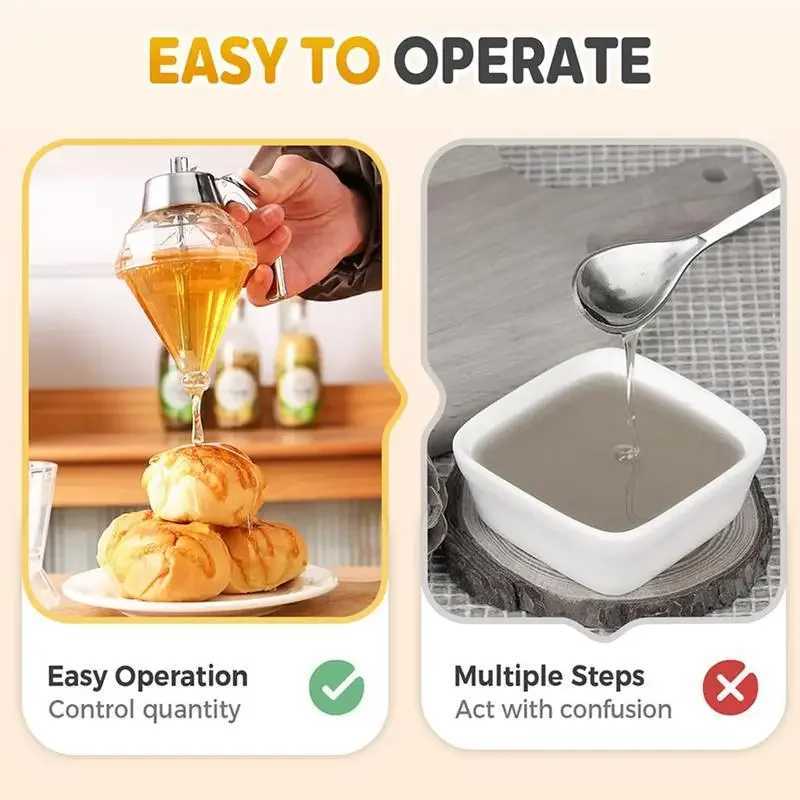 Upgrade Juice Syrup Cup Squeeze Bottle Storage Pot Stand Holder Bee Drip Dispenser Kettle Honey Jar Container Kitchen Accessorie Y251126