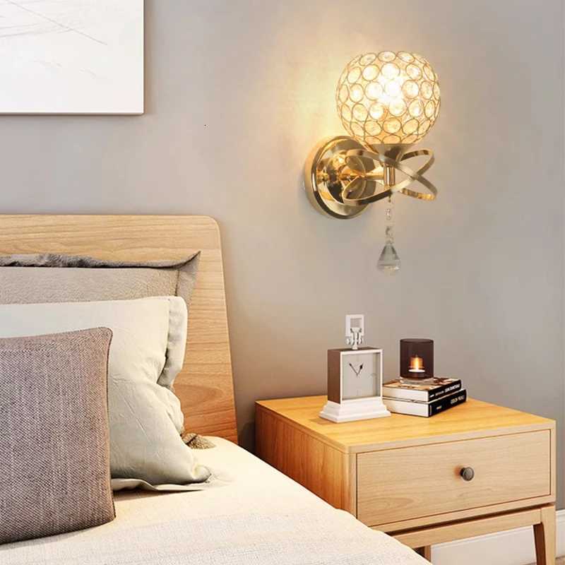 Modern Wall Lamp Crystal Sconce Wall Light Fixture E27 Bedside Retro Industrial Home Living Room Bedroom Lighting Decor Luxury M251126